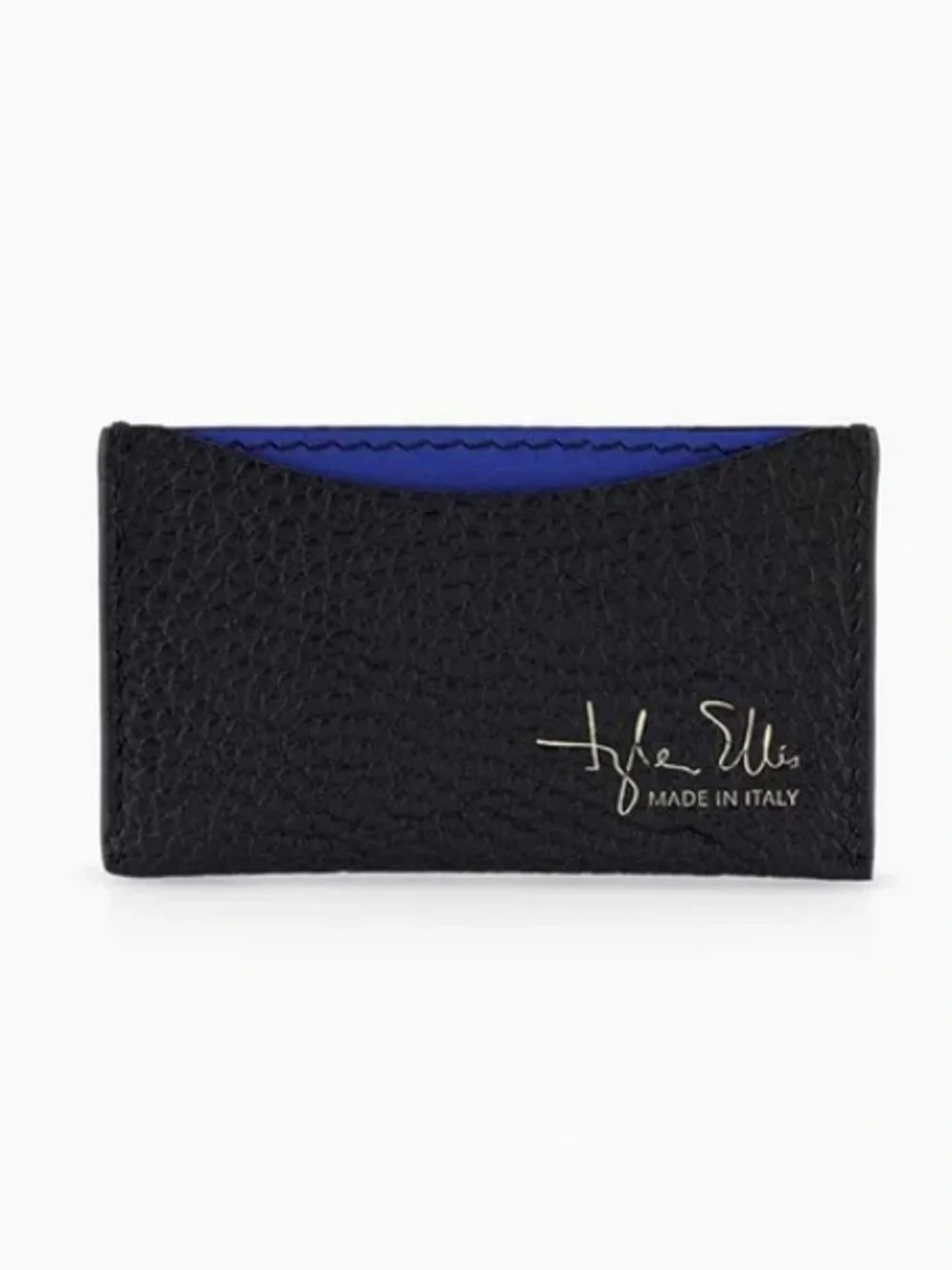 Tyler Ellis Wynn Card Holder – Raven Pebbled Leather | Handmade in Italy